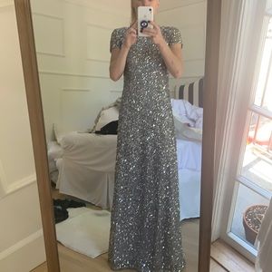 Gray Blue and silver sequins cap sleeve stunner!